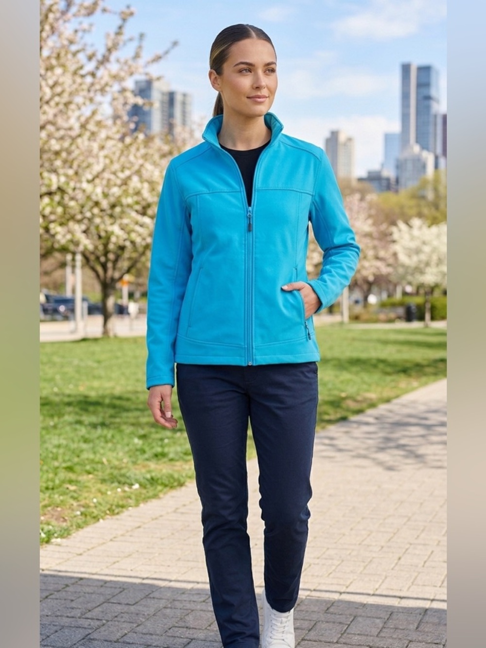Lightweight Turquoise Utility Jacket with Full Zip